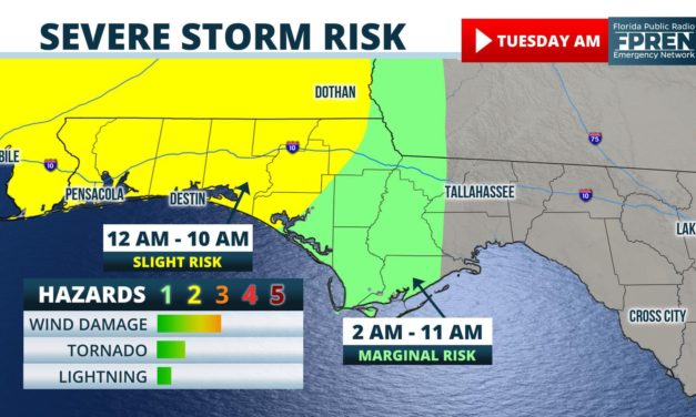 A few damaging gusts possible in the Panhandle early Tuesday