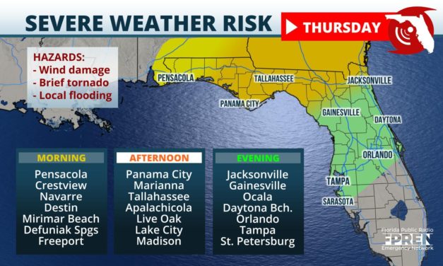 Strong Storms Possible Across Northern Half of Florida Thursday