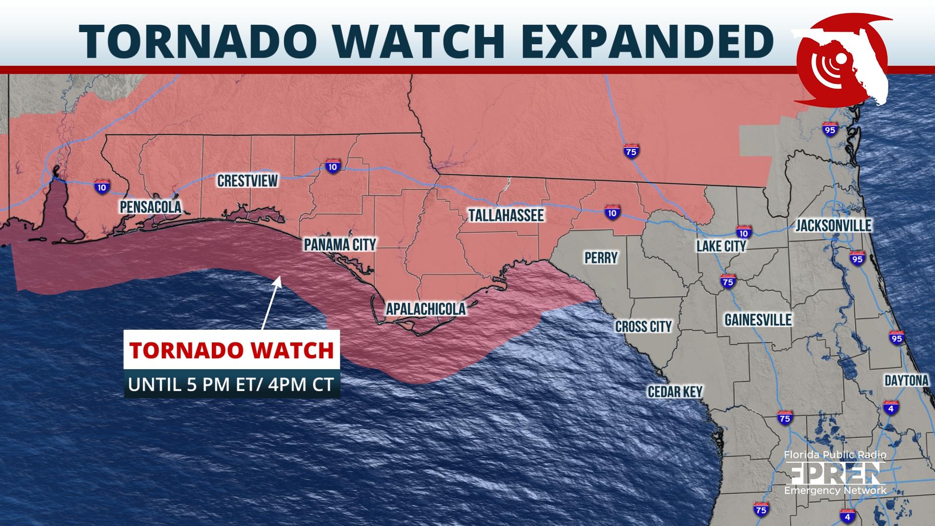 Tornado Watch for All of Florida Panhandle through Thursday Afternoon