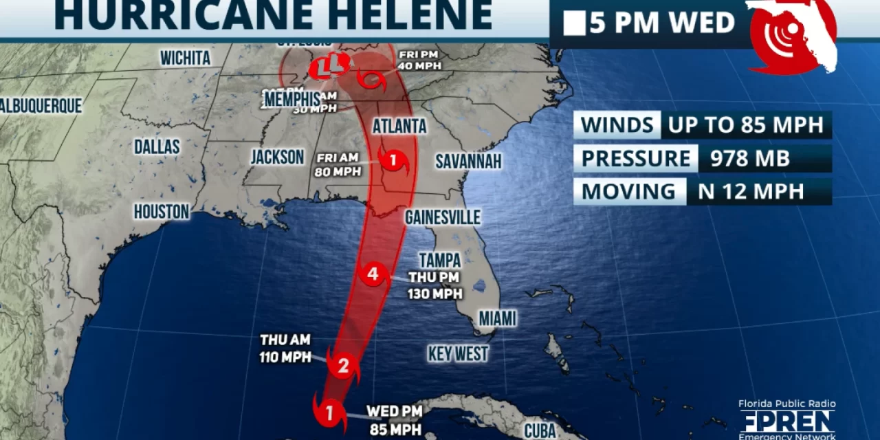 Helene is forecast to be at least category 4 at landfall, T-24 hours